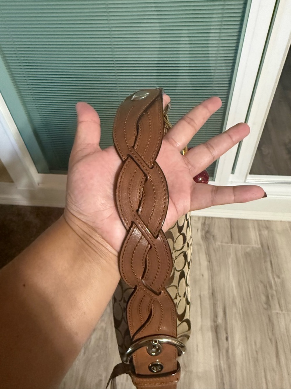 Coach Signature Canvas Hobo Bag in Khaki/Chestnut - Picture 6 of 9